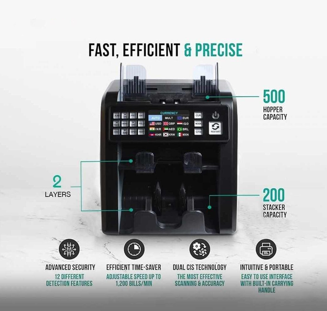 أفضل أنواع ماكينات عد النقود وكشف التزوير في مصر GLORY 9100 بسعر مميز